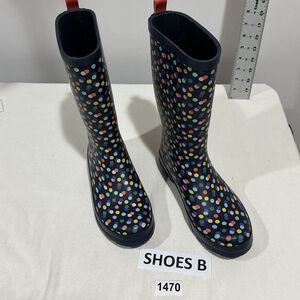 Big Girls Cat & Jack Tall Rain Boots Blue Multicolor Polka Dots Size 5